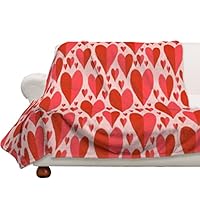 レッド色ハート柄ポリエステル100%ブランケット 約76cm×106cm　未使用 Amazon｜ハートマーク ハート柄 毛布 掛け毛布 ひざ掛け ブランケット